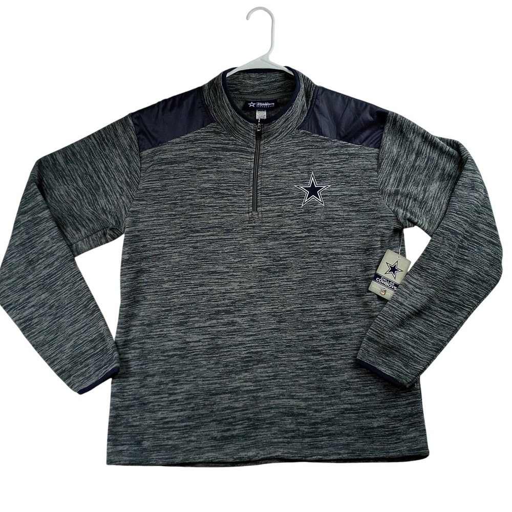 Dallas Cowboys Quarter‎ Zip Mens Medium Charcoal Space Dye Hensley Pullover NWT